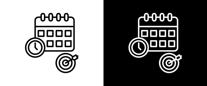 Planning white and black icon set design