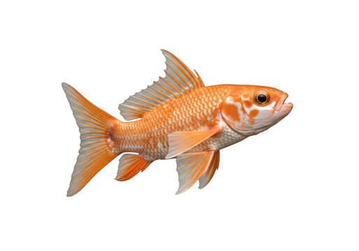 Orange fantail goldfish swimming gracefully against a stark contrast isolated on transparent background