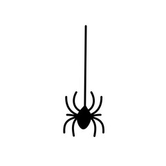 Hand drawn cute hanging spider insect icon doodle vector spooky halloween silhouette © AKEH ELEMENT