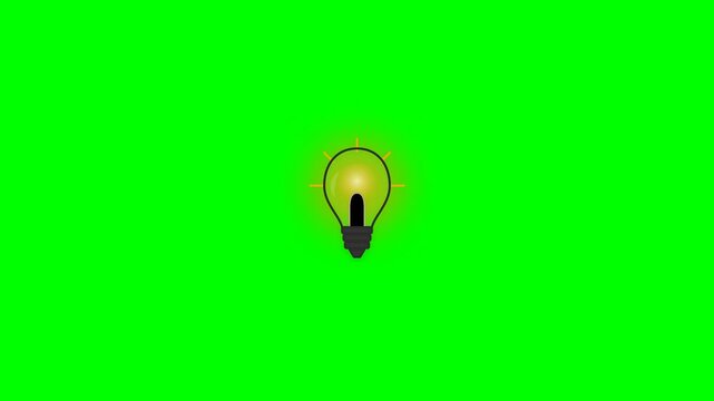 Glowing Yellow Light Bulb Illustration Representing Creative Ideas and Bright Solutions Isolated on Green Background