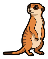Obraz premium Cute meerkat standing in perspective view vector ill.... Generative AI