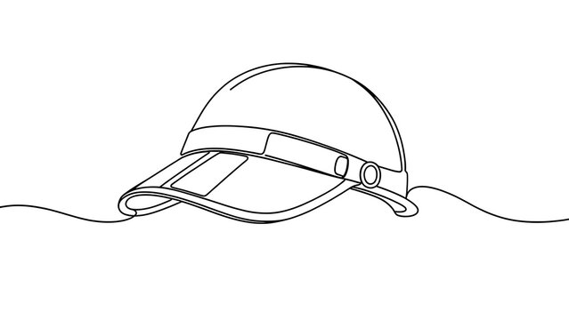 Minimalist baseball cap line art white background.