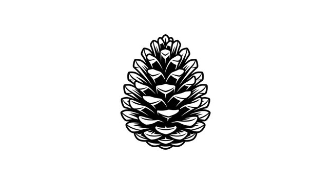 Black and white minimalist pinecone vector illustration for nature design