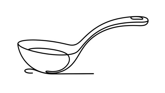 Minimalist ladle illustration on white background.
