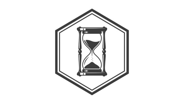 Vintage hourglass illustration in a minimalist hexagon frame vector