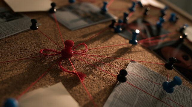 Conspiracy Investigation Board With Red String