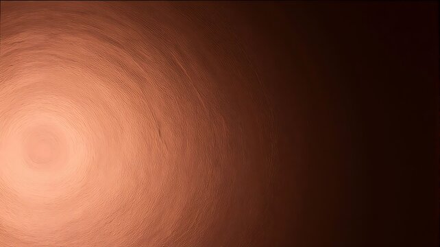 Abstract copper metal texture with circular brushed patterns and soft lighting gradient for modern background design with metallic surface concentric