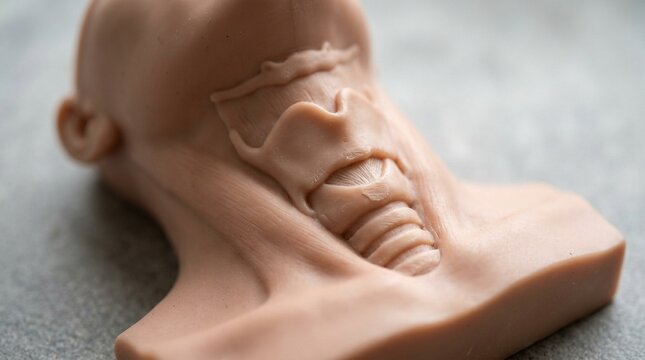 Cricothyroidotomy training neck model - Medical Education Stock Photo