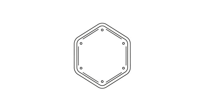 Hexagonal metal plate with bolts.