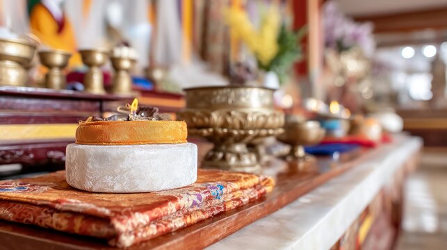 Vibrant Tibetan Altar Setup for Celebrating Losar New Year Festival