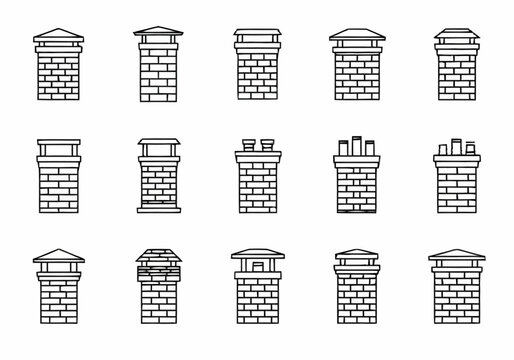 Collection of Chimney Designs and Architectural Elements.