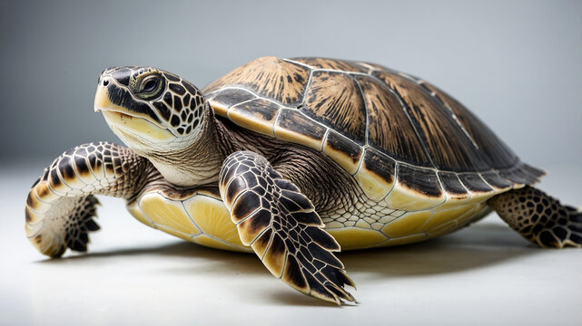 green sea turtle on a white background