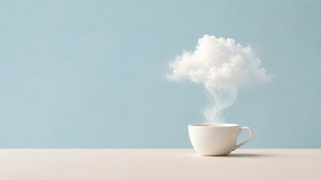 Tasse de caf&eacute; avec nuage de vapeur cr&eacute;atif