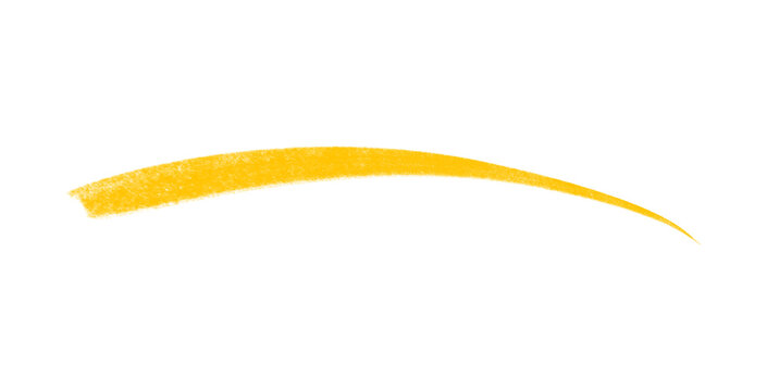 Yellow brush stroke, Underline element, Painted artistic line texture with dry pigment ink splash