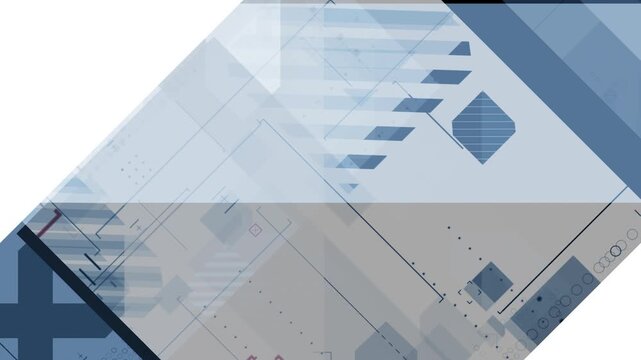 4K abstract geometric motion background featuring layered shapes, diagonal elements and subtle interface graphics with fast-paced transitions