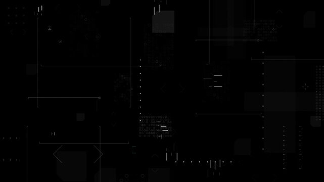 4K UHD Minimal futuristic HUD video overlay featuring abstract interface elements, geometric graphics, and modern UI animations