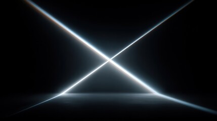 Obraz premium Abstract light beams crossing on dark background geometric modern design