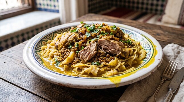 Traditional Moroccan Rfissa Chicken and Lentils