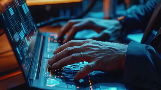 Hands on Keyboard in Dark Room