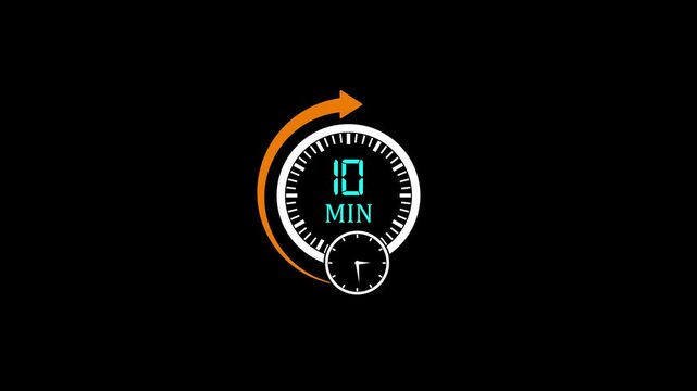 10 minute timer countdown animation with circular progress indicator for presentations and productivity