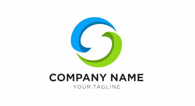 Company logo template with blue green swirl.