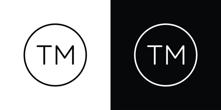TM trademark icon line illustration group
