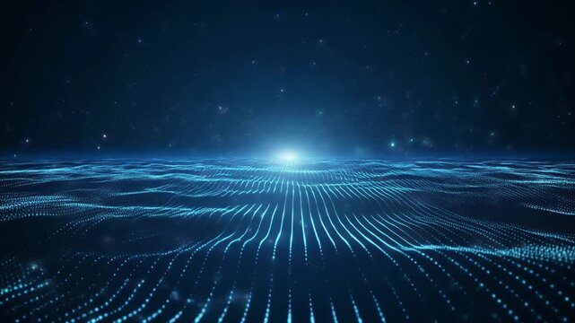 Futuristic Blue Digital Particle Horizon 4K Generative AI