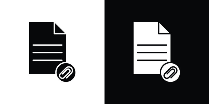 Attach document icon outline clipart set. EPS10