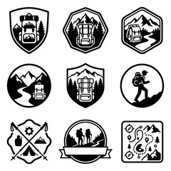 Obraz premium Outdoor Adventure Travel Icons Set.