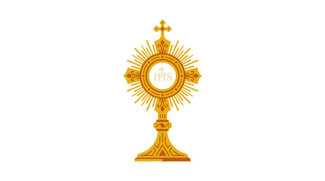 Golden monstrance vector illustration for religious worship and devotion