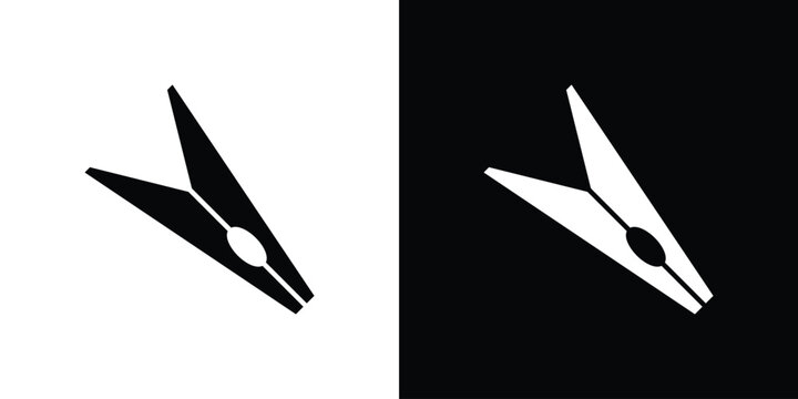 Clothespin icon outline clipart set. EPS10