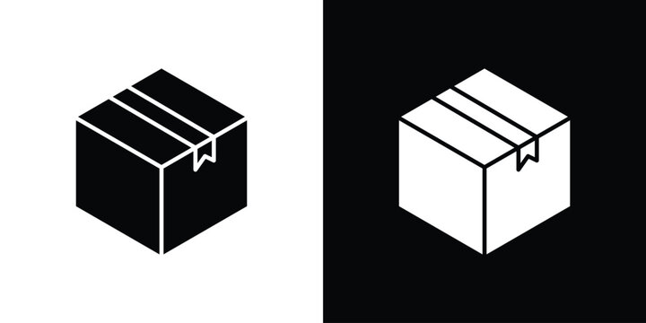 Courier box icon outline clipart set. EPS10