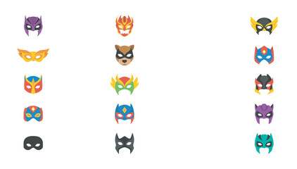 Fototapeta premium Assorted superhero and villain masks for creative costume design and comic book art projects