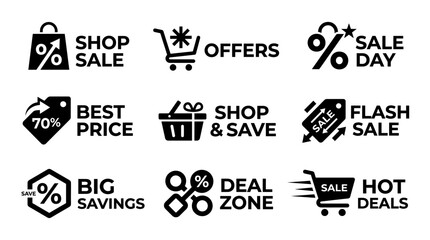 Obraz premium Sale shopping icons and labels.