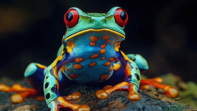 Vivid Pond Frog - Colorful Amphibian Species in the Wild