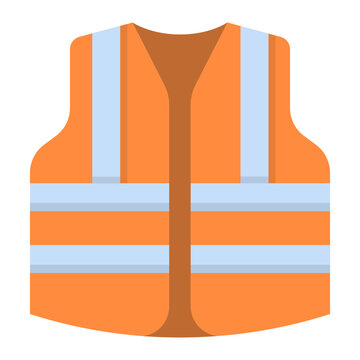 High visibility safety vest worker protection flat color icon
