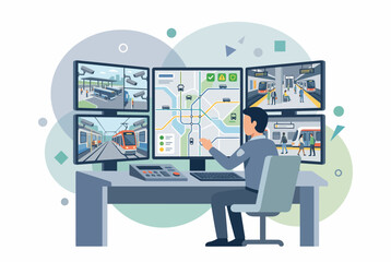 Transit Dispatcher Monitoring Public Transportation and Security © nasyih