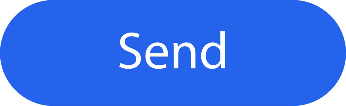 Send button UI element. Blue rounded web interface action call to action