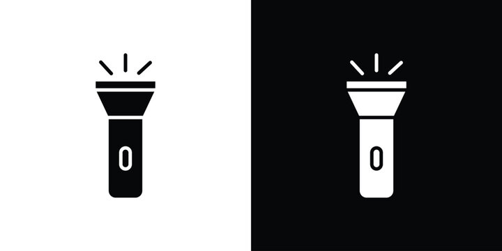 Flashlight icon line pictogram set