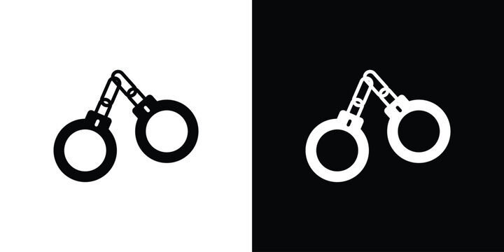 Handcuffs icon line pictogram set