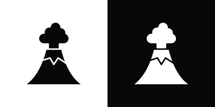 Volcano icon line pictogram set