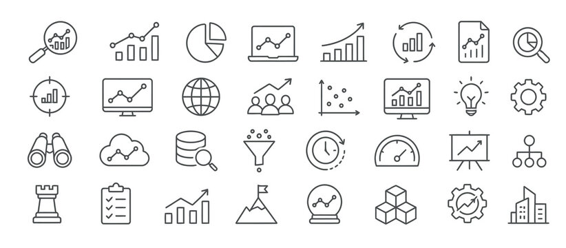 Minimalist line art collection of symbols and icons.