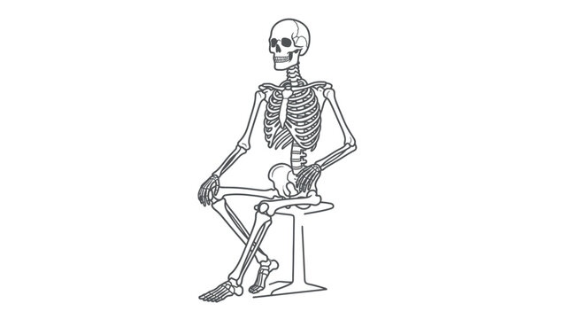 Skeleton Sitting on a Stool - Anatomical Illustration