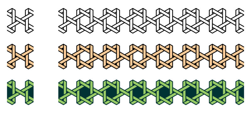 Rattan Bamboo Woven Pattern Frame Border Ornament Seamless Pattern 