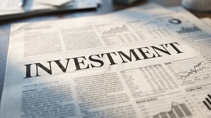 Obraz premium Newspaper front page with investment headline concept