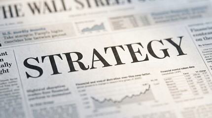 Fototapeta premium Newspaper front page with strategy headline concept