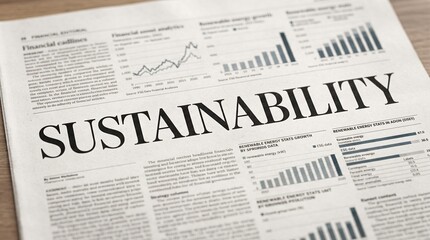 Fototapeta premium Newspaper front page with sustainability headline concept