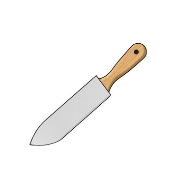 Chef knife illustration with wooden handle