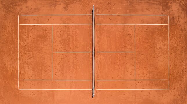 Aerial View of a Professional Clay Tennis Court Surface