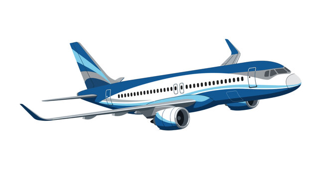 Blue Passenger Airplane Vector Illustration